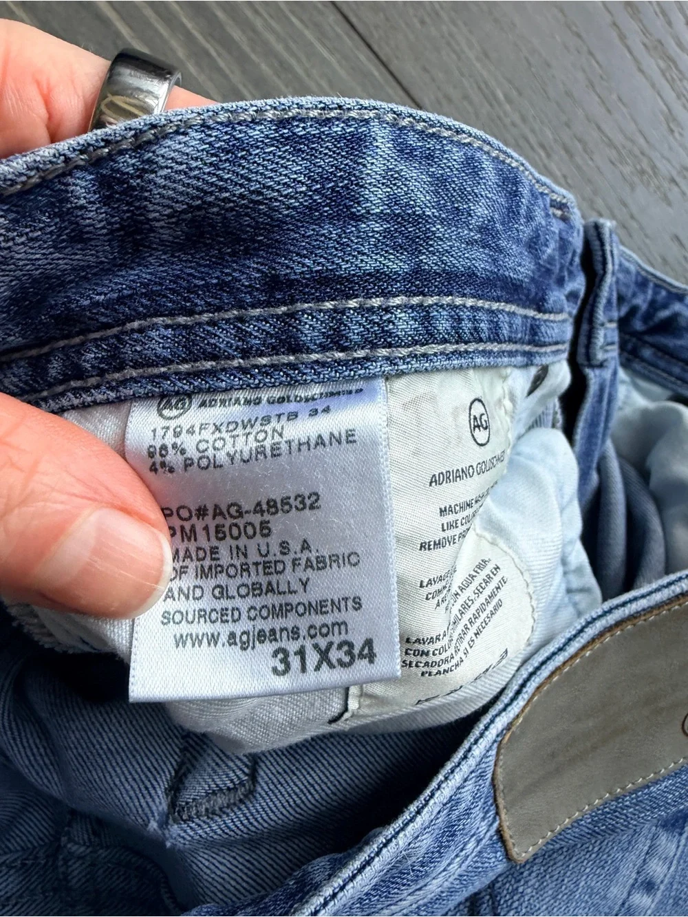 AG Jeans Adriano Goldschmied Denim 30 Straight Leg Jean Light Wash Size 31 X 34